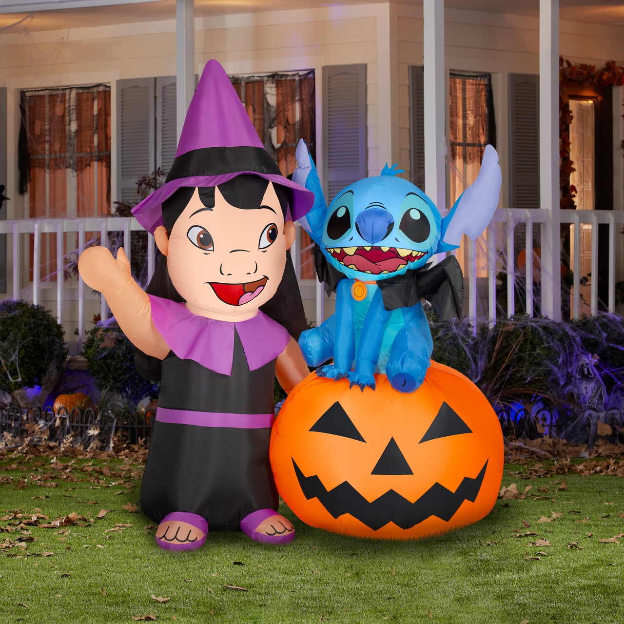 6' Gemmy Airblown Inflatable Halloween Disney Lilo & Stitch Pumpkin Scene Yard Decoration 552830